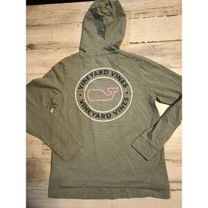 Vineyard Vines Youth S Boys Hooded Shirt Long Sleeve Green Whale